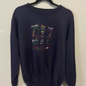 Italia Hand embroidered crew neck made in Italy